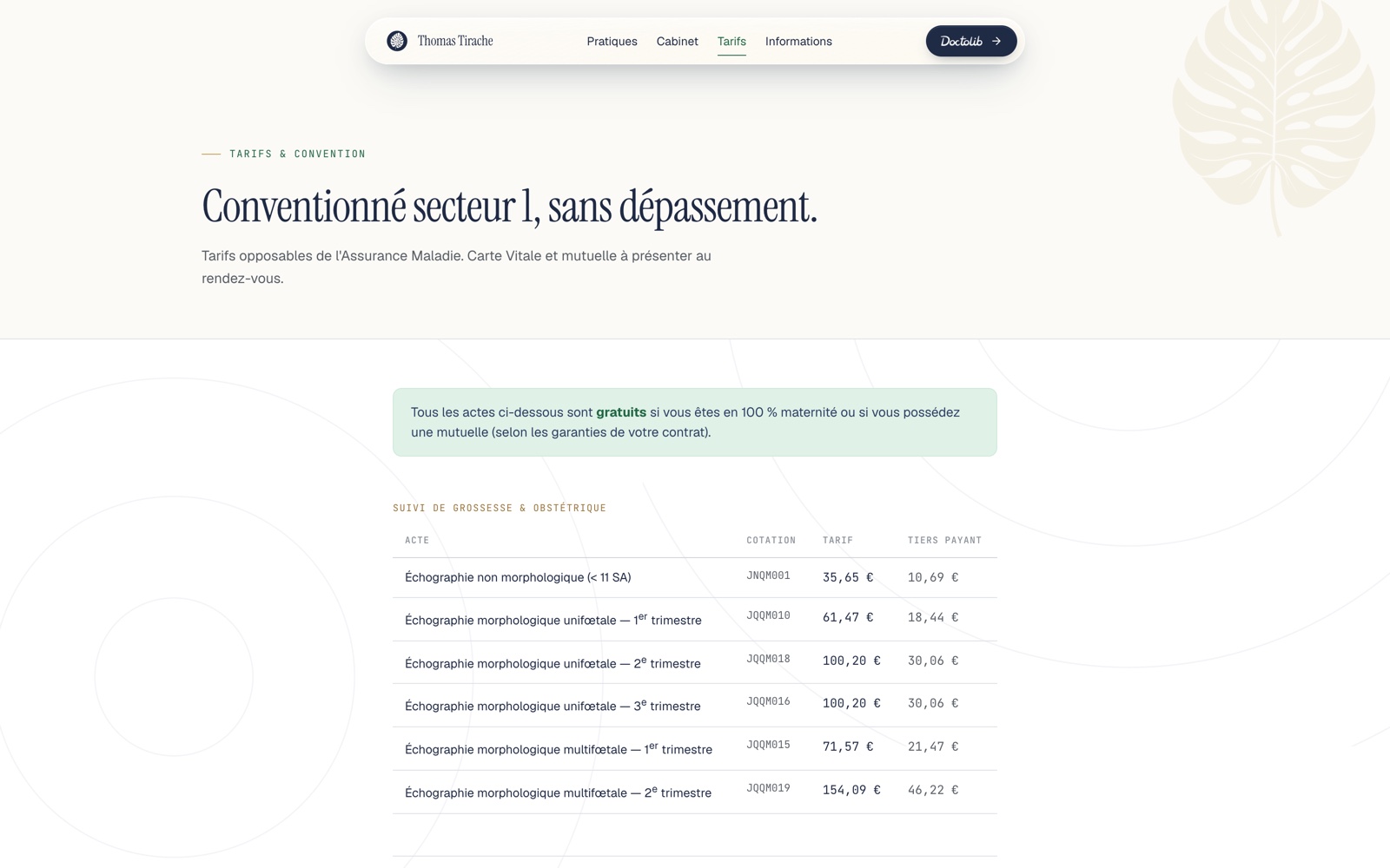 Thomas Tirache — Tarifs & conventions