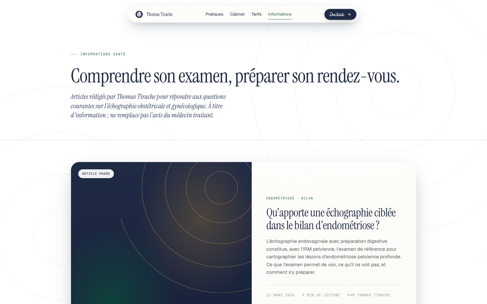 Thomas Tirache — Infos pratiques & RDV